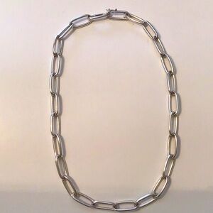 Sterling silver oblong link necklace